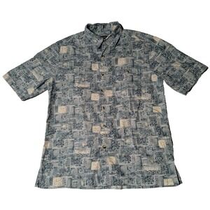 VTG WEEKENDER Men Medium Blue Cotton Button-Up Hawaiian Shirt